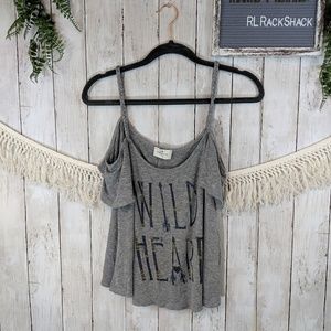 THREADS STUDIO off the shoulder tank grey gray